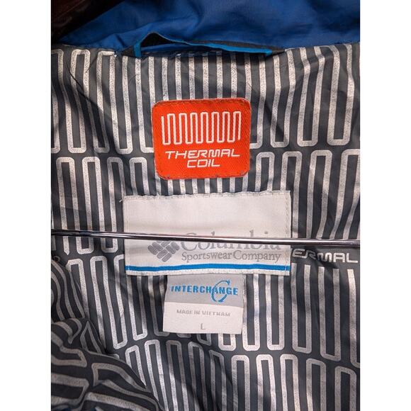 Columbia Thermal Coil Hooded Insulated Jacket Mens Sz Large Full Zip 3 in 1 Blue - Picture 2 of 13